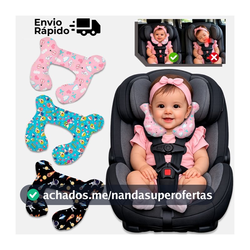 Almofada Para Pescoço Com Apoio Cabeça Bebe Cadeirinha