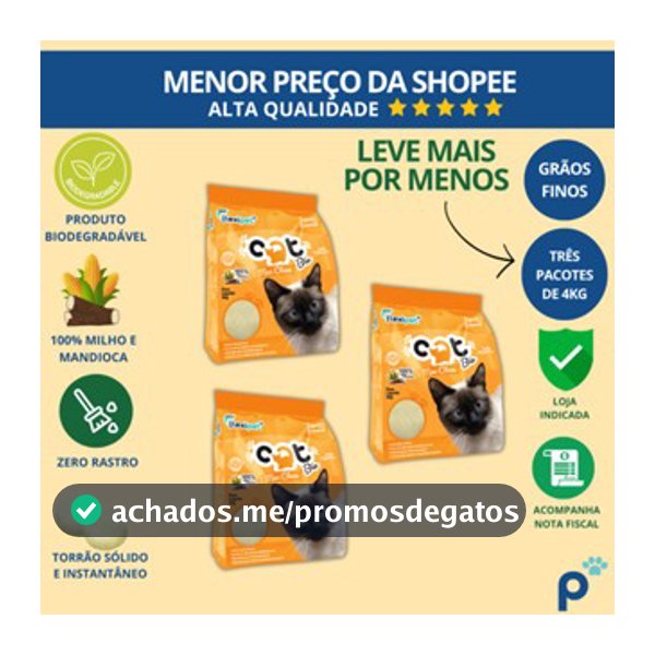 Areia Higiênica Biodegradável Catbio 12 Kg (3 pacotes de 4 kg) - Max Clean - Grãos Finos - novo