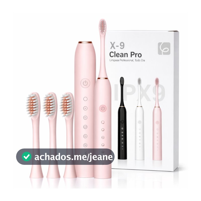 Escova de Dentes Recarregável Elétrica Portátil Ultrassônica com Cabeças Substituíveis