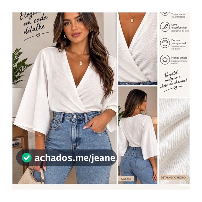 Blusa Transpassada Cropped Feminino Decote V Manga Morcegok