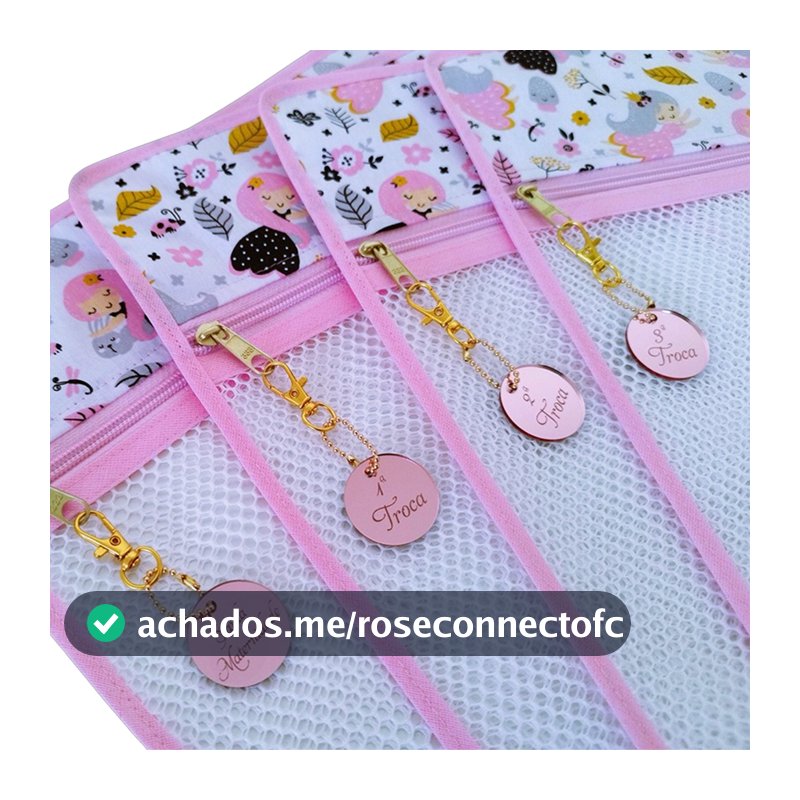 Kit Saquinho Maternidade Organizador Bolsa Maternidade 4 ou 5 Unidades + Tags Rose Gravadas a Laser
