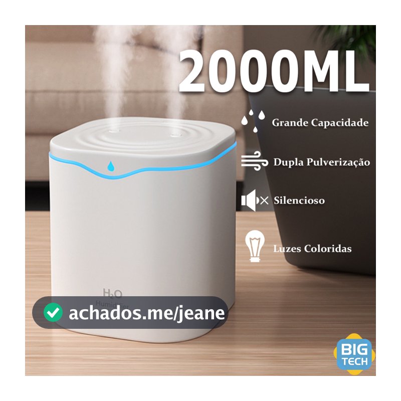 Umidificador Grande 2000ML Purificador 24 horas De Ar Grande Aromatizador De Ambiente Elétrico Para Quarto