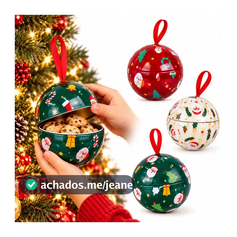 Bola de Natal Porta Doces 8cm Enfeite para Árvore Lembrancinha Natalina