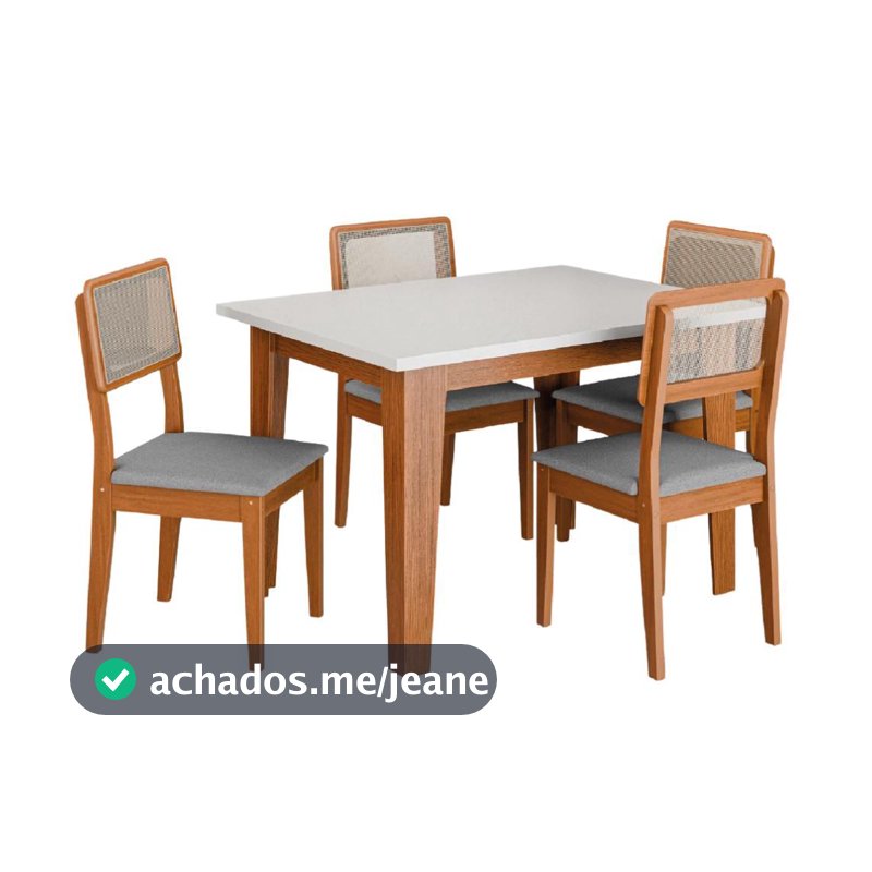 Conjunto Sala de Jantar Mesa Miami 1,20m 4 Cadeiras Santiago Dobuê