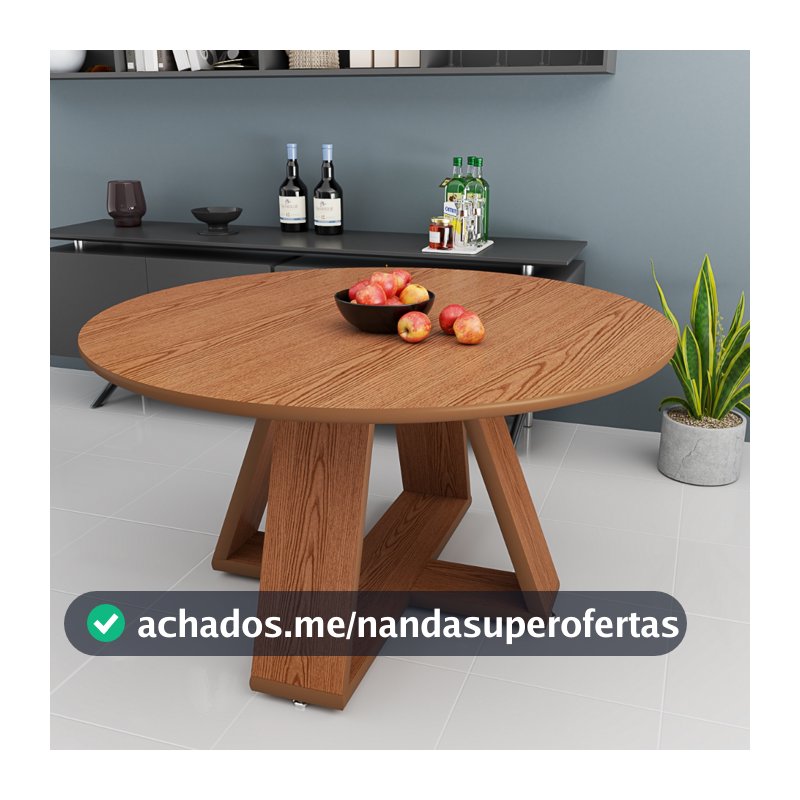 Mesa de Jantar Redonda Moderna 90cm Base em X  Design Premium Nature