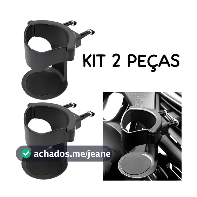 Kit 2 Peças Suporte Para Copo Bebidas Universal Automotivo Carro Ajustável Preto