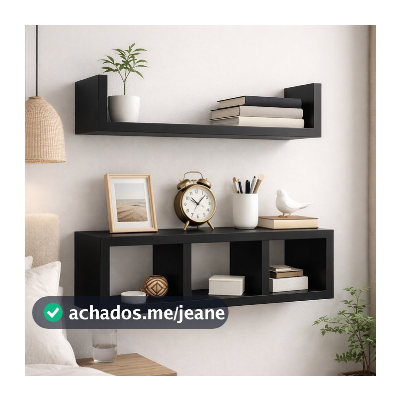 Kit Nichos de Parede Madeira MDF Moderno Prateleira Organizadora Decorativa - Sala, Escritório, Casa