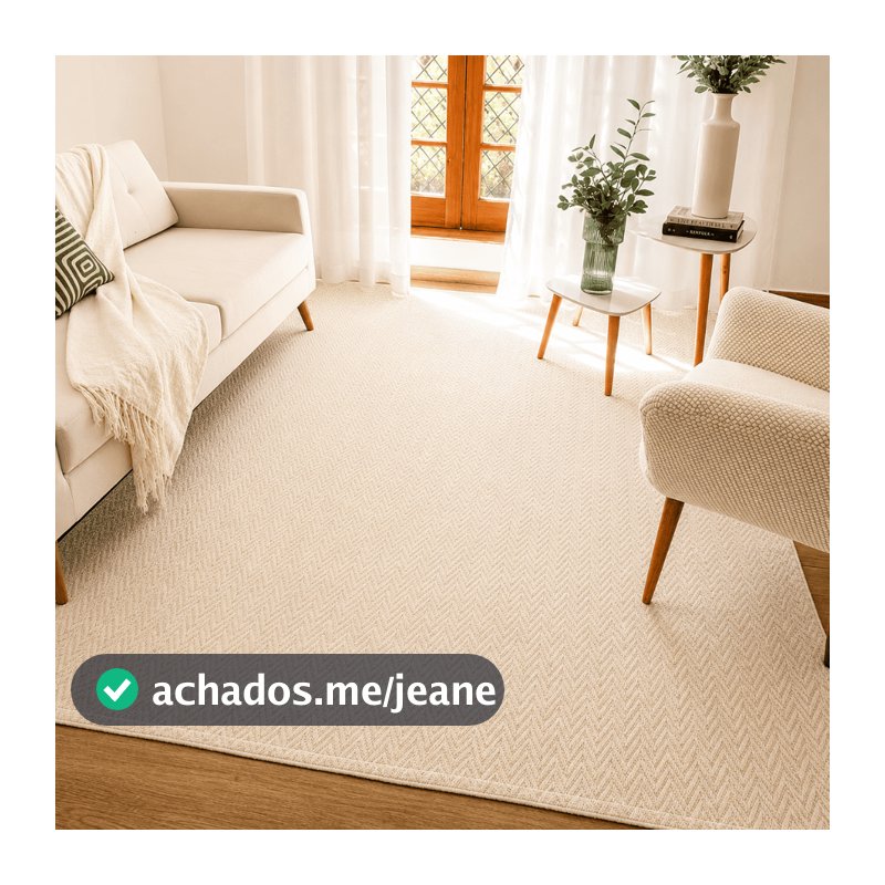 Tapete Sala Quarto Grande 3,00 x 2,00m Antiderrapante Artesanal 100% Algodão Decoração Chevron