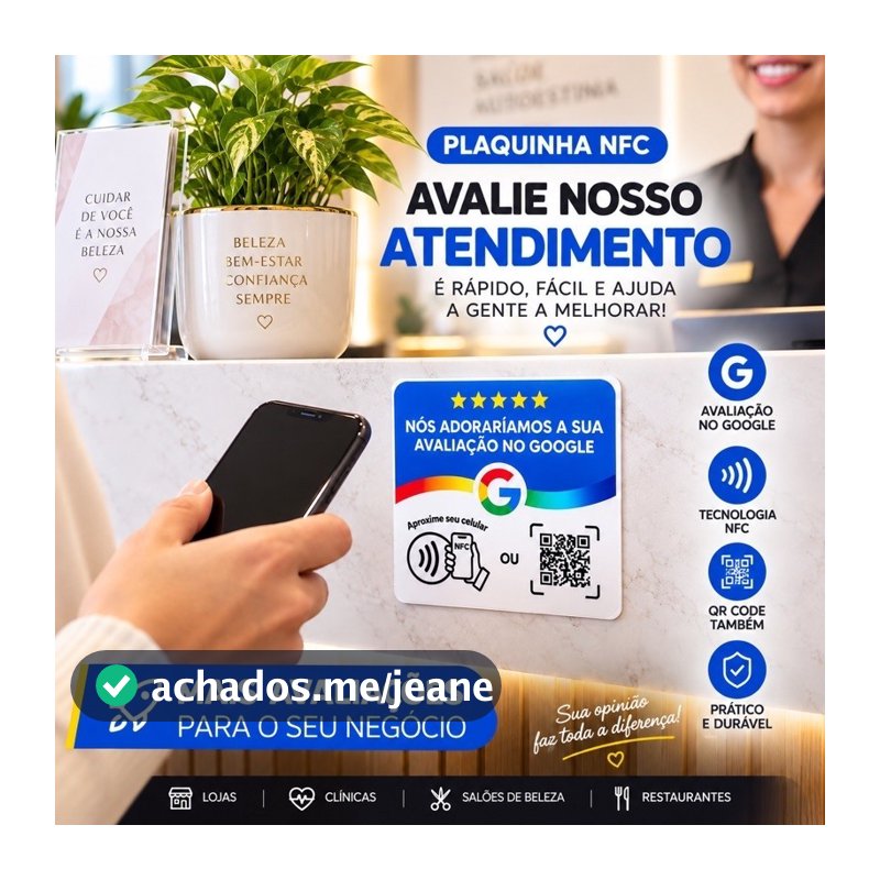 Kit com 2 Placas NFC para Google Avaliações Aproxime o Celular 10x10cm Impressão 3D