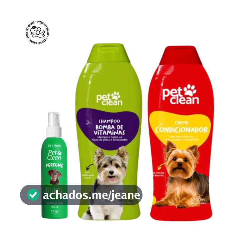 Kit Banho Higiene ShampooBomba de vitaminas Creme Condicionador Perfume Pet Shop para Cachorro e Gato Pet Clean