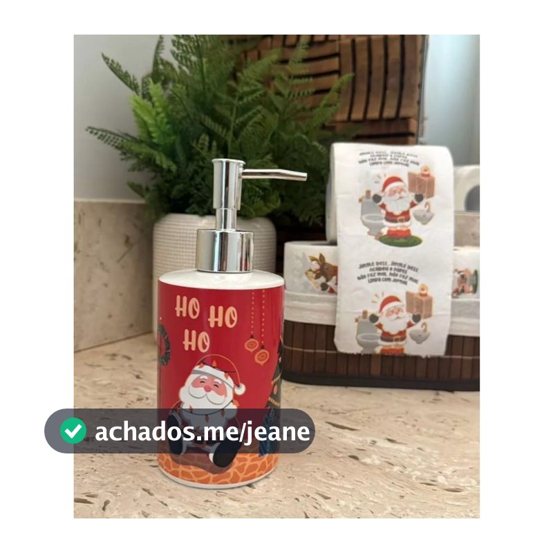 Enfeite de Natal Kit de Banheiro 2 Peças (1Porta Sabonete + 1Papel Higiênico)
