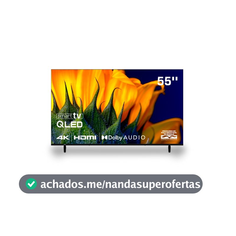 Smart TV HQ QLED 55 Polegadas HQ-QLED55SM 4K Wi-Fi Bluetooth, Apps, Netflix, YouTube e Prime Vídeo