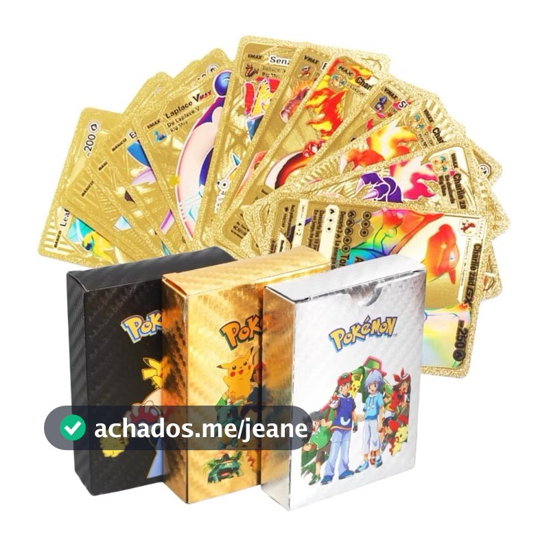55 PCS Cartões Pokemon Metal Gold Vmax GX Energy Card Charizard Pikachu Coleção Rara Treinador De Batalha Lote Booster