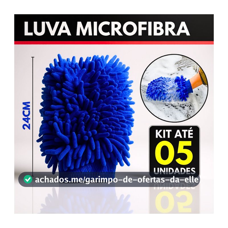 Luva Microfibra Para Lavar Carro Automotivo Multiuso Limpeza Tentáculos Dupla Face