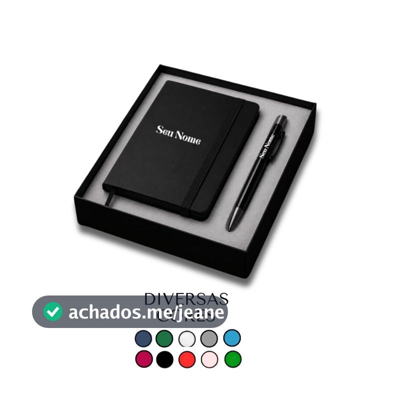 Kit  2 Peças Caderneta Bloco Agendinha Personalizado + Caneta Esfereográfica Brinde Presente Lembrança Clientes