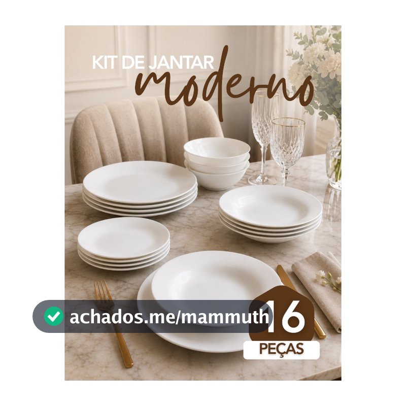 Aparelho De Jantar De 16 Peças Vidro Branco Liso Premium Pratos Bowl Luxo