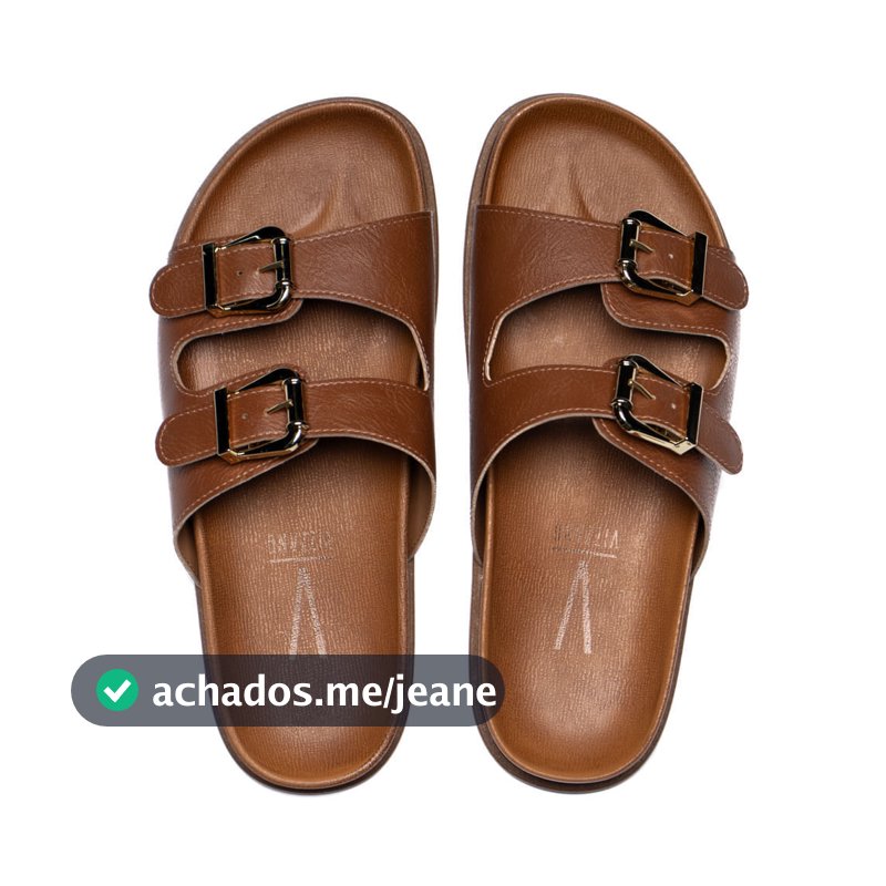 Chinelo Slide Feminino Vizzano Fivelas Caramelo