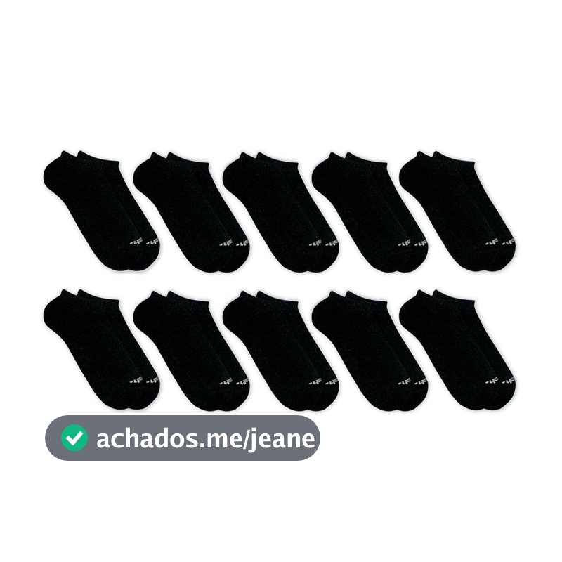 Kit Meia Invisível Mash 10 Pares Algodão Sem Cano Esportiva