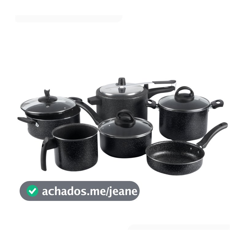 Jogo De Panelas 6 Peças Com Panela De Pressão 4,5L Preto