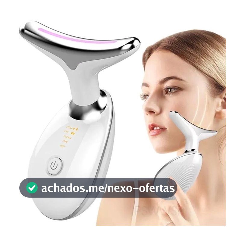 Massageador De Pescoço e Rosto LED Vibração Fototerapia Para Rejuvenescer Firmeza Anti-Rugas