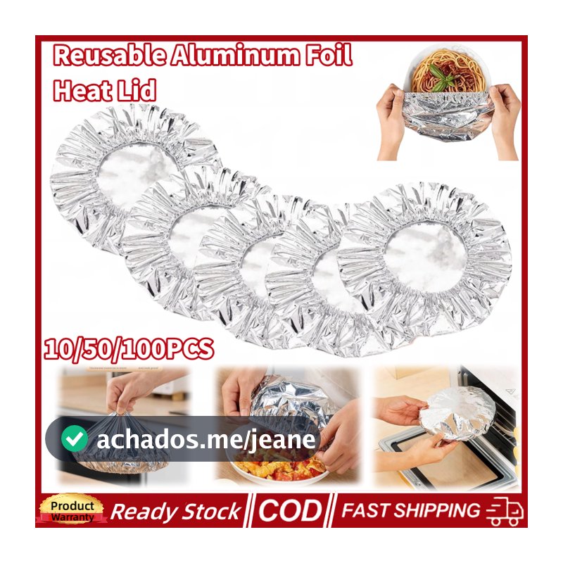 Conjunto com 100 folhas de alum��nio reutiliz��veis para cobrir alimentos.