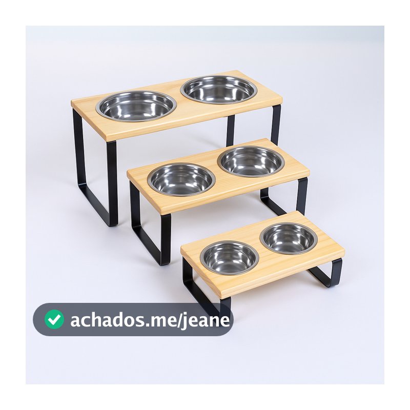 Comedouro Pet Elevado Duplo Bebedouro Alimentador Pet Cachorro Gato Comedor Pote Inox Tigela