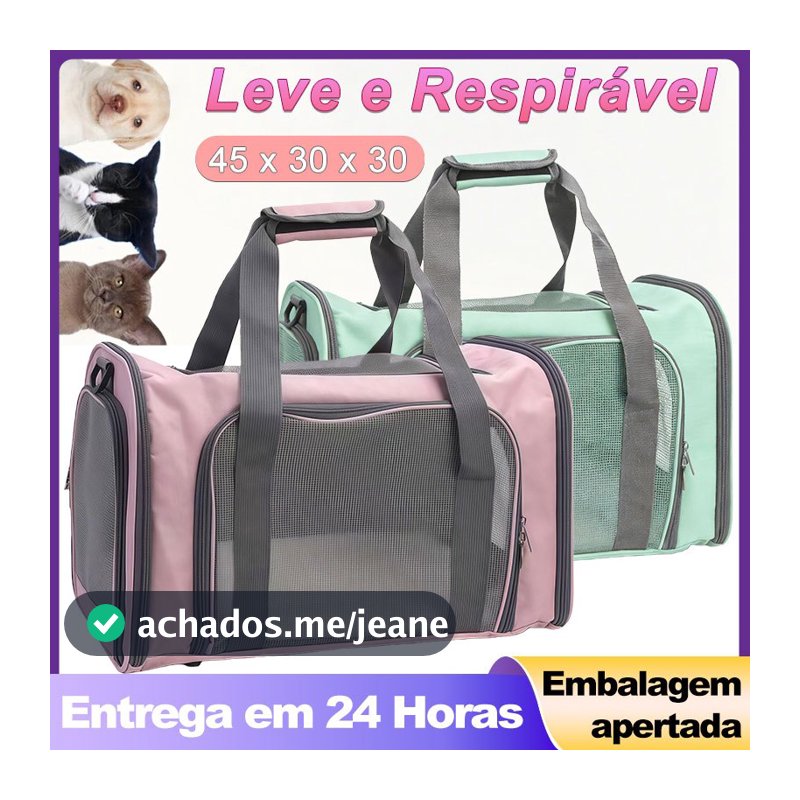 Bolsa de Transporte Pet para Cães e Gatos até 9kg Respirável para Viagem