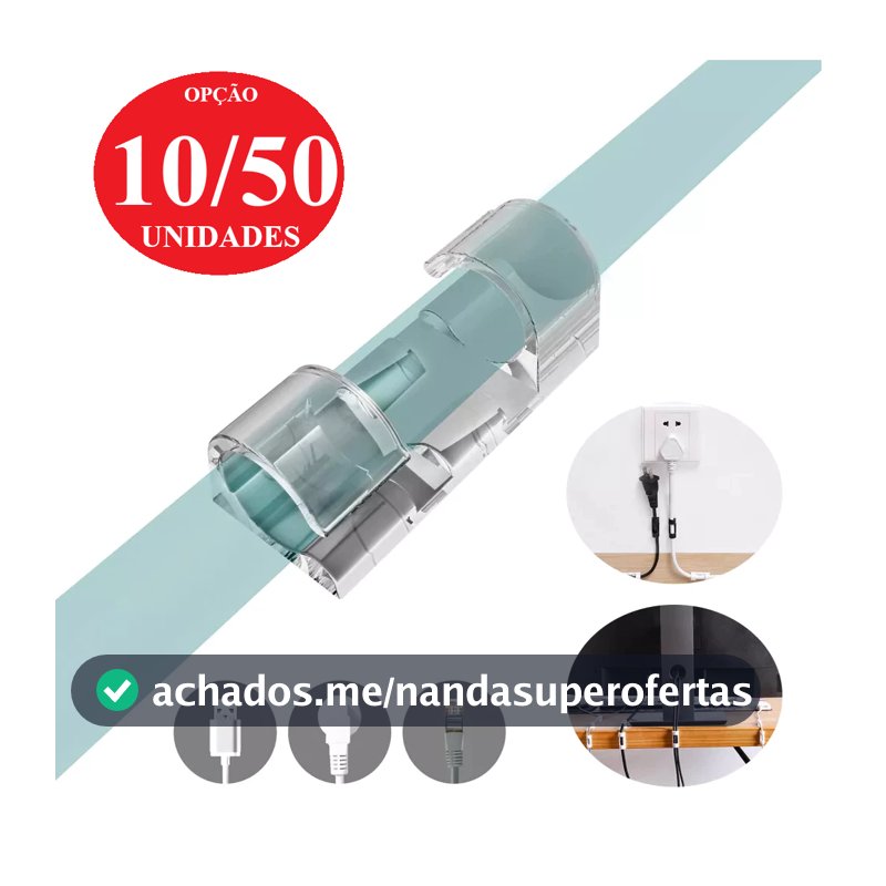 Kit 10/50 Clips Fixador Organizador de Fios e Cabos Autoadesivo