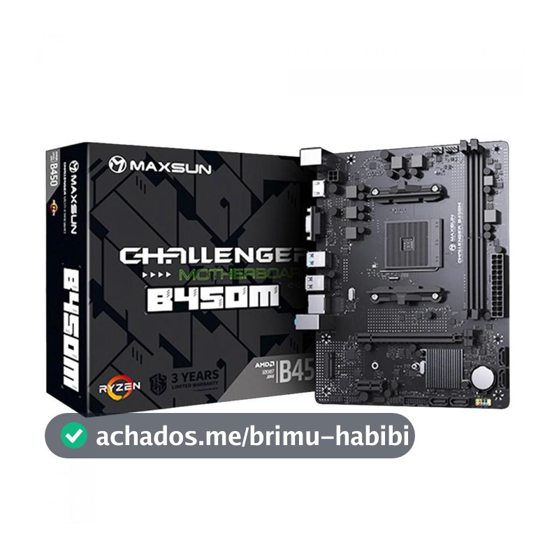 Placa Mãe MAXSUN B450M MS-Challenger, Chipset B450, AMD AM4, mATX, DDR4, Preta
