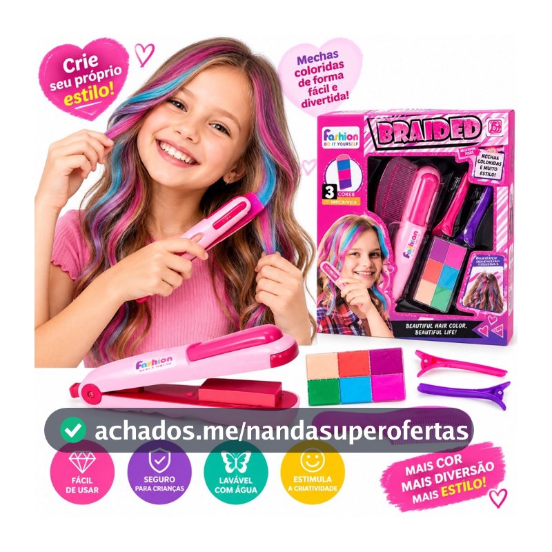 Kit Mechas Salão de beleza brinquedo menina criança camarim faz de conta Pinta cabelo