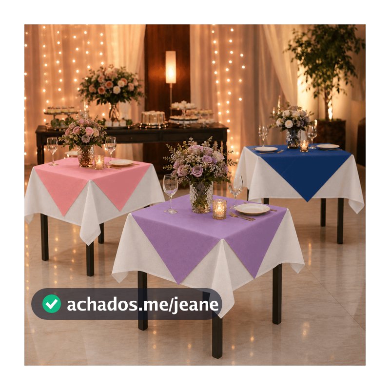 Kit Toalha TNT Branca 1x1 Com Cobre Manchas 70x70 mesas Para Festa Aniversário Casamento Evento