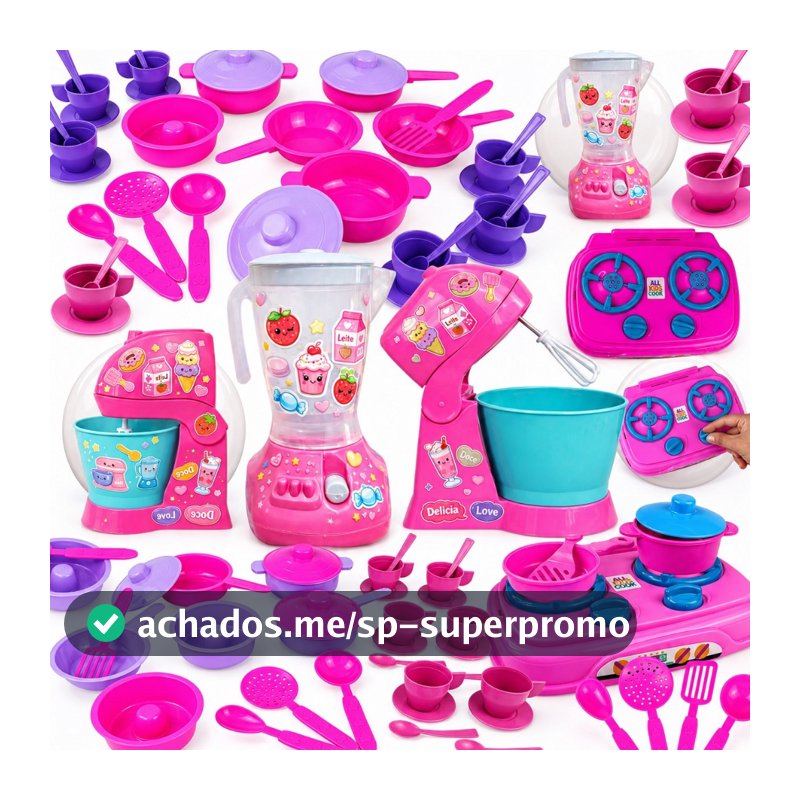 Kit Cozinha Infantil Completa Brinquedo Casinha Educativo Comidinhas, Panelinhas, Eletros, Batedeira