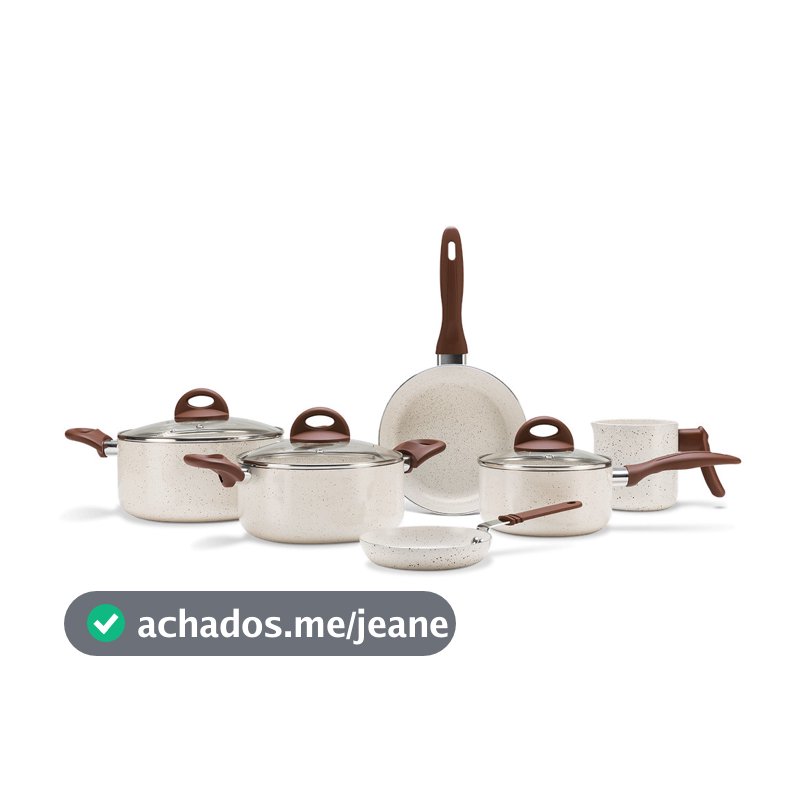 Jogo de Panelas Brinox Antiaderente Ceramic Life 6 Peças Smart Plus Vanilla