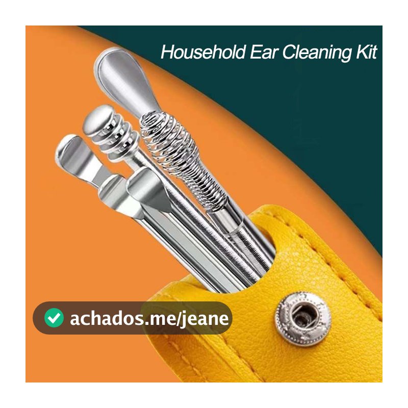 Conjunto De Limpador De Ouvido De Aço Inoxidável , Ferramenta De Palito De 6 Peças Para Adultos E Crianças , Kit De Remo