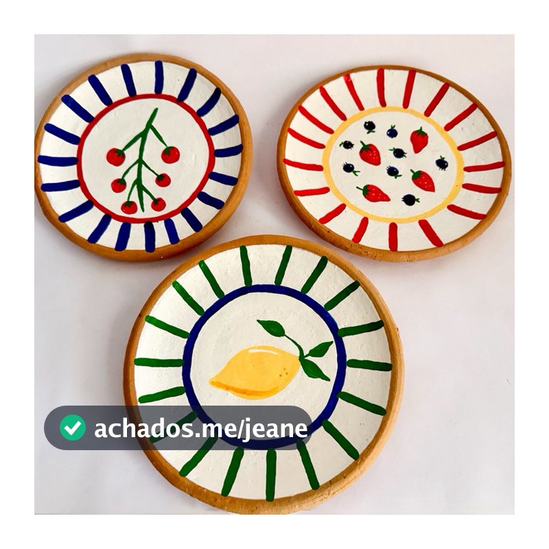 PRATOS DECORATIVOS TROPICALIA CERÂMICA ARTESANAL PINTADO A MÃO