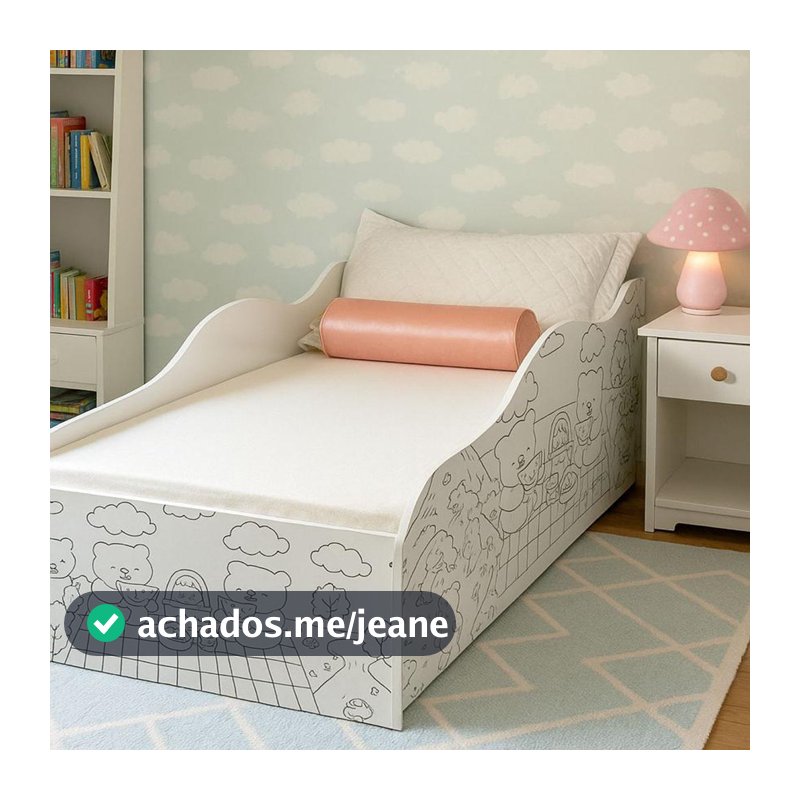 Berço Mini Cama Carro Colorê Quarto Bebê Infantil Urso Para Pintar Proteção Lateral Diversão Sono