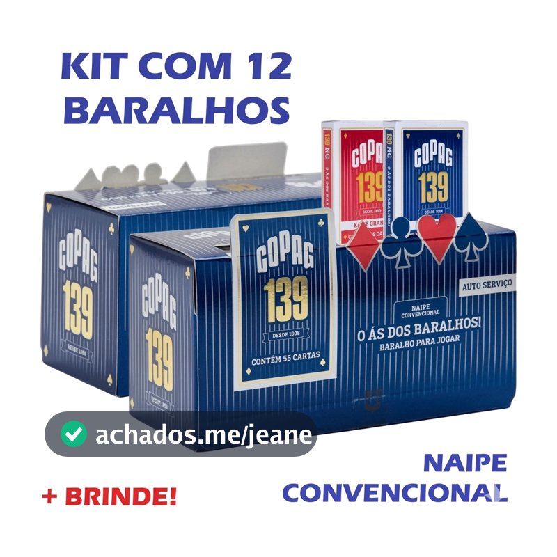 Kit 12 Baralhos Copag 139 Azul & Vermelho Lacrado 54 Cartas Alta Qualidade Caixa Lacrada Truco