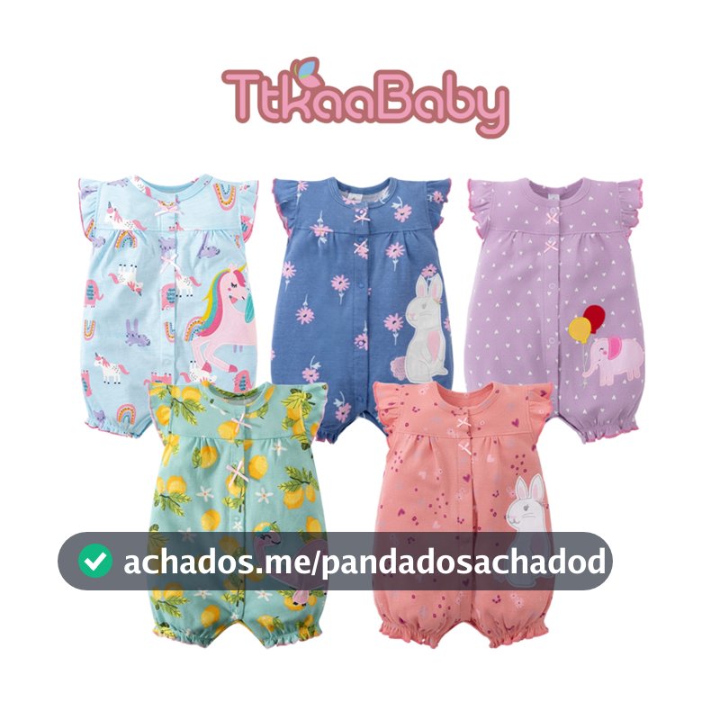 Roupas De Bebê Recém-Nascido Infantil Macacão Meninas Manga Curta Confortável Algodão Bonito Unicórnio Animal Impresso