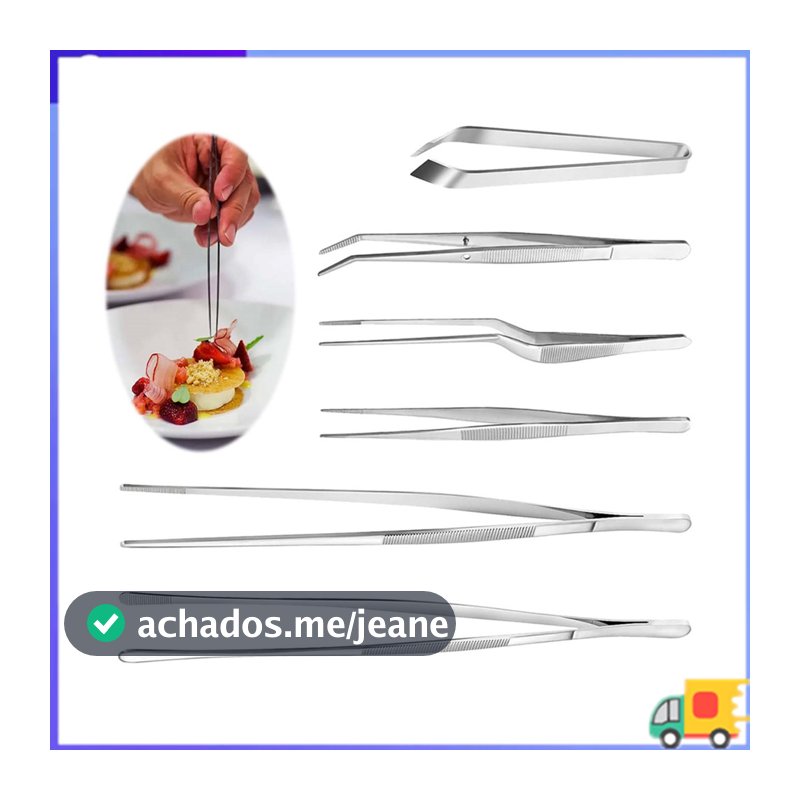 Alicate de pinça de cozinha, conjunto de pinças de cozinha de aço inoxidável de 6 peças, pinça de Chef profissional