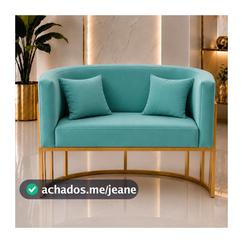 Namoradeira Luna Luxo em Suede Base de Ferro Sofá 2 Lugares Sala de Estar Decorativa suporta ate 240 kilos