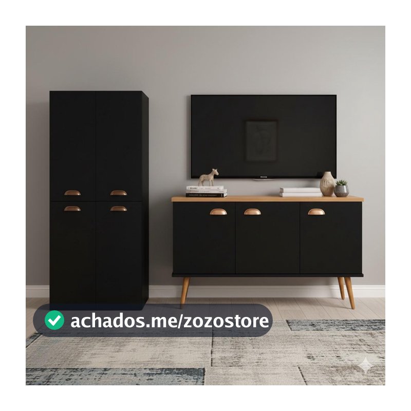 QUEIMA DE ESTOQUE - Armário 4 Portas com Prateleira + Armário Balcão Estilo Retrô