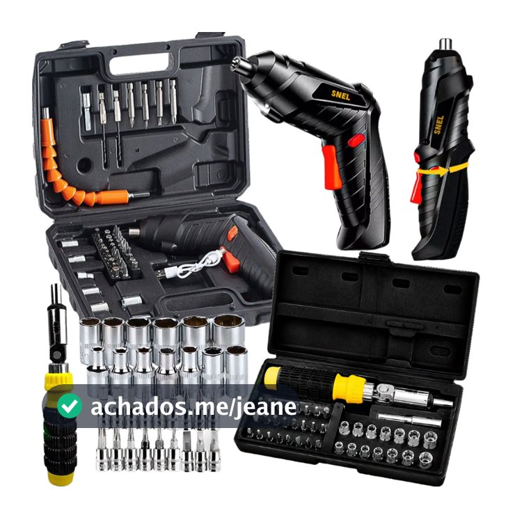 Parafusadeira Chave Fenda a Bateria Speed Pró Compacta C/Led Bits E Carregador + chave catraca Bits