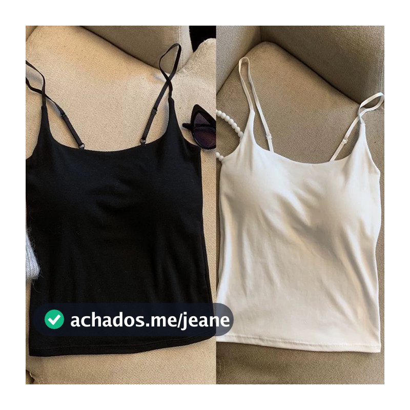 Blusa Feminina Regata Poliamida Alça Fina Regulável Gola Redondo Com bojo Basica Liso Importado Tecido grosso nada trans