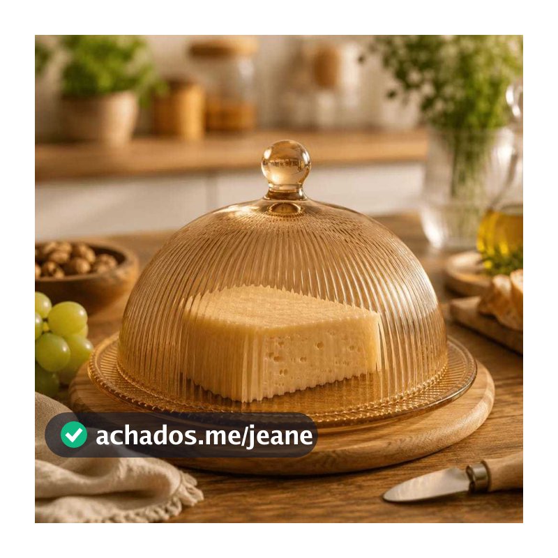 Queijeira De Vidro Graffiato Âmbar 20cm Hauskraft