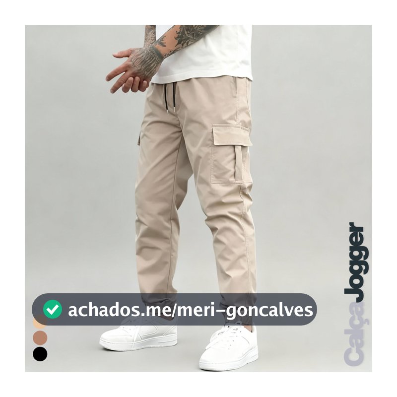 Calça Cargo Masculina Jogger Streetwear Com Punho e Cordão 34 Ao 44 + 3 Cores
