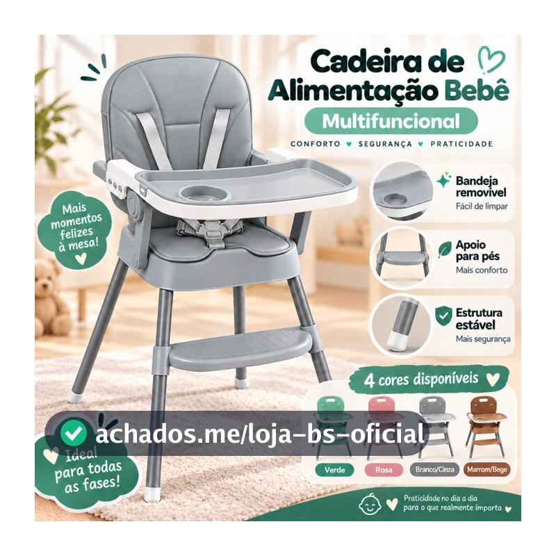 Cadeira de Alimentação Bebê Infantil Cadeirão com Bandeja Removível Cinto e Apoio para Pés