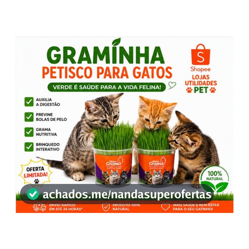 Graminha para gato | graminha Mister para tirar bola de pelo | graminha petisco para gato