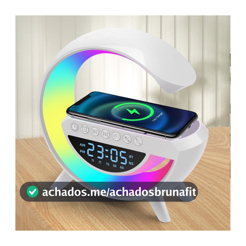 G-Speaker Smart Station - Luminária Bluetooth Inteligente Carregador Sem Fio Alarme Luz RGB