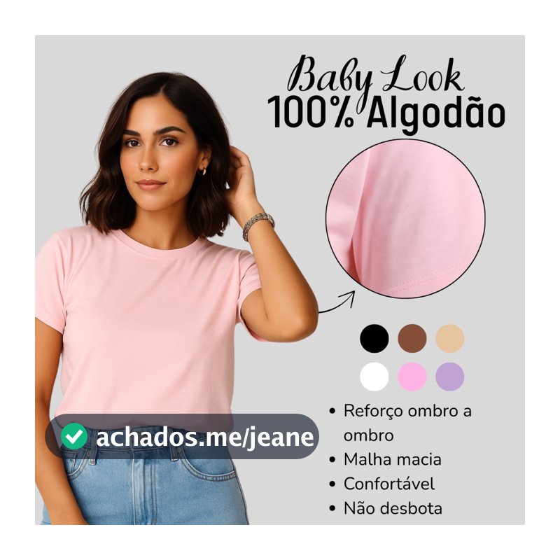 T-shirt Básica Baby Look Lisa Blusinha Feminina 100% Algodão Casual Esporte Malha Macia GS