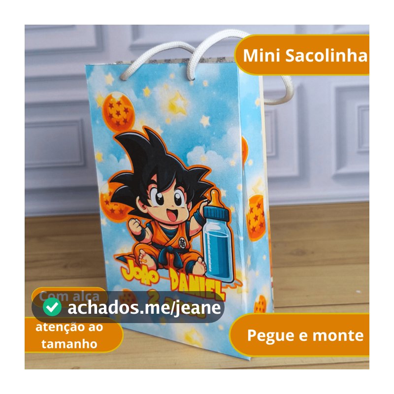 Mini Sacola Surpresa Dragon Ball Baby -  Lembrancinha Personalizada - Festa Infantil - Pegue e Monte